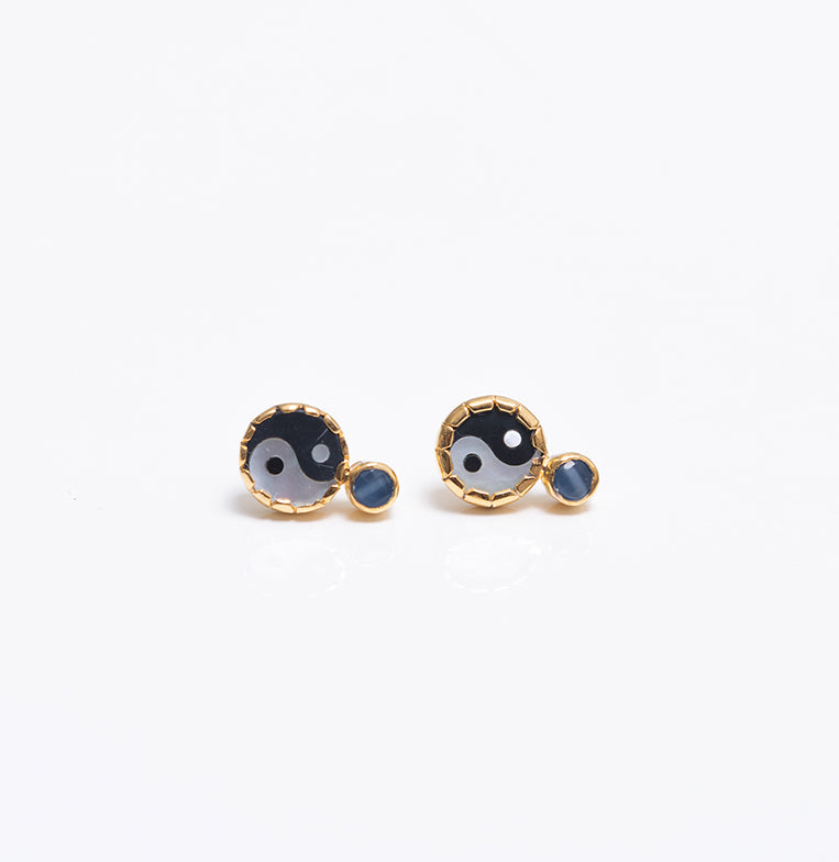 Studs Yin Yang Apatita Azul